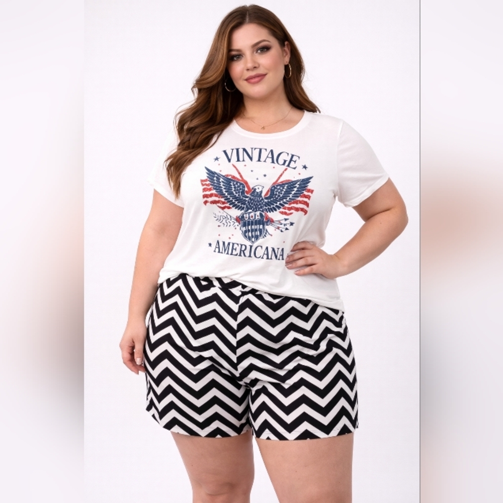 Vintage America White Tee with Patriotic Eagle Design